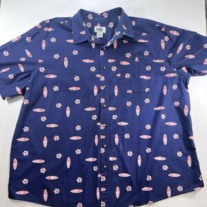 HB Harbor Bay-Mens Hawaiian Shirt-2XL  Big/Wide Blue W/ Surfboard All Over Print